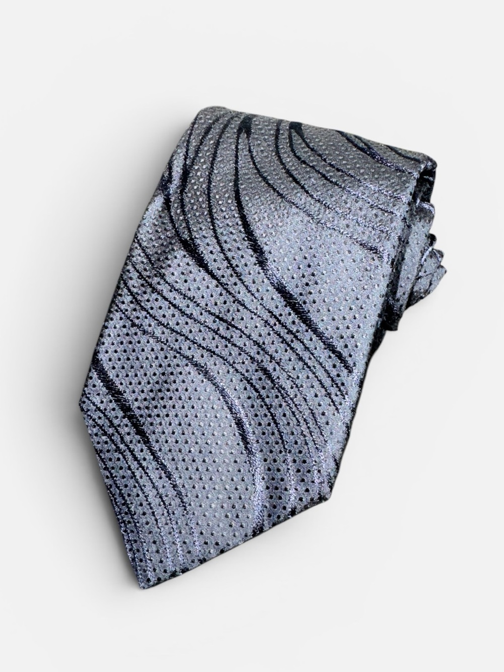 Pal Zileri mens dark blue textured abstract pattern 100% silk vintage tie EUC